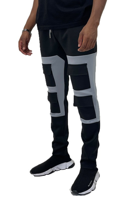 SQUARE BLOCK TRACK PANTS   GREY