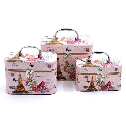 Paris Eiffel Printed 3 Pieces Cosmetic Case Set