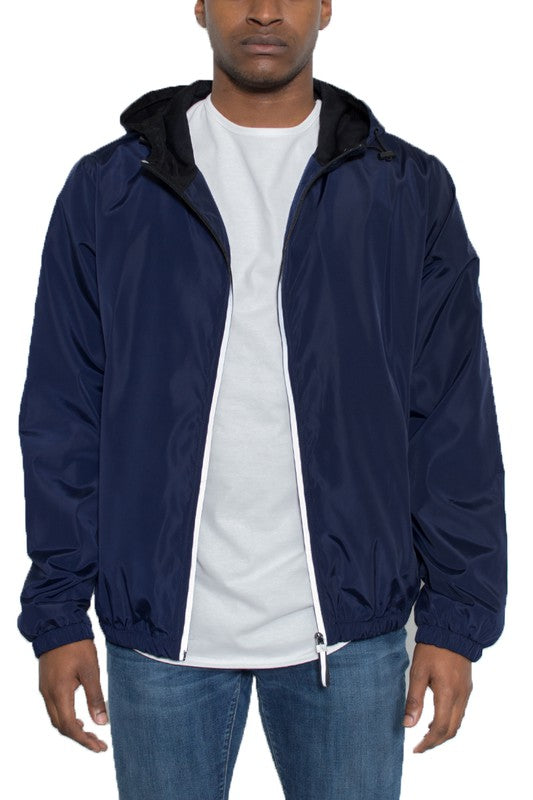 SOLID HOODED LIGHTWEIGHT WINDBREAKER JACKET