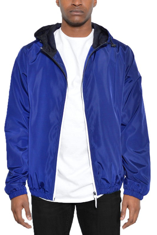 SOLID HOODED LIGHTWEIGHT WINDBREAKER JACKET