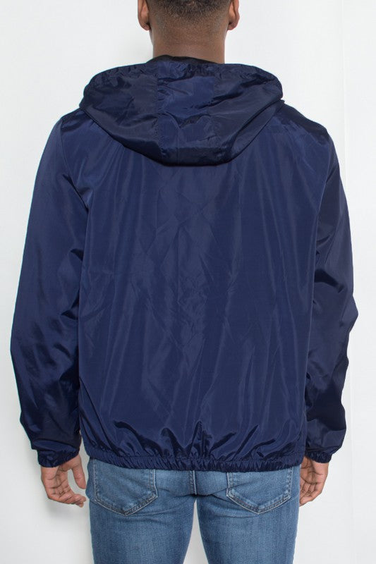 SOLID HOODED LIGHTWEIGHT WINDBREAKER JACKET