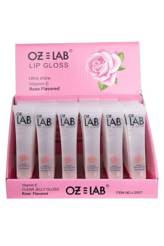 48 Pack OZ LAB Rose Scent Clear Gloss Lip Polish