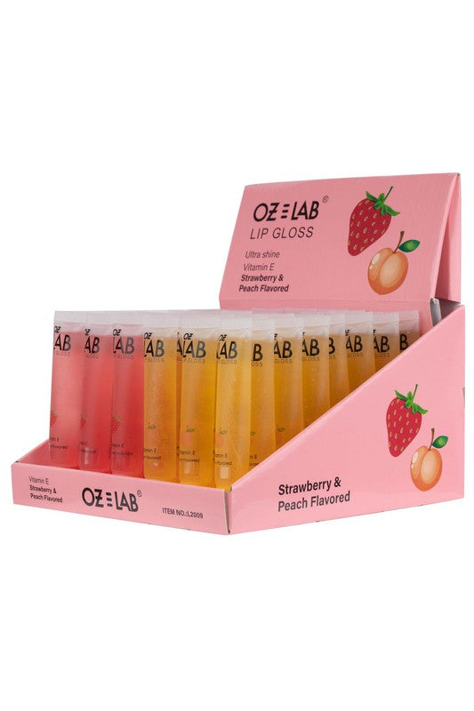 48 Pack OZ LAB Peach & Strawberry Gloss Lip Polish