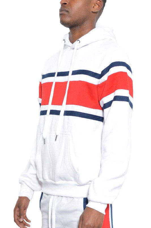 SOLID WITH THREE STRIPE PULLOVER HOODIE