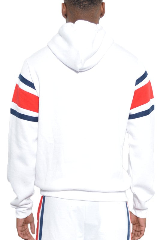 SOLID WITH THREE STRIPE PULLOVER HOODIE