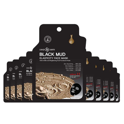 10p-Black Mud Firming Face Mask Pack Sheet