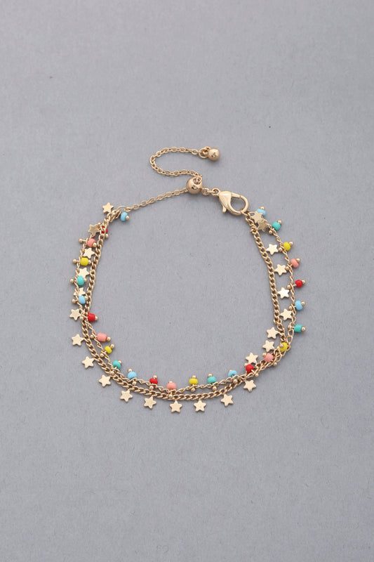 Dainty Star Charm Beaded Dangle Bracelet