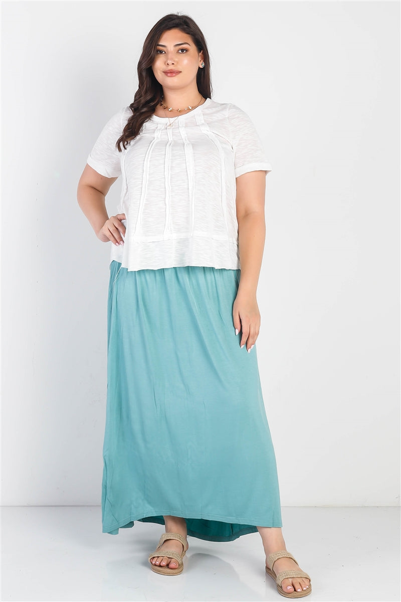 Plus Sage Smocked Waist Maxi Skirt